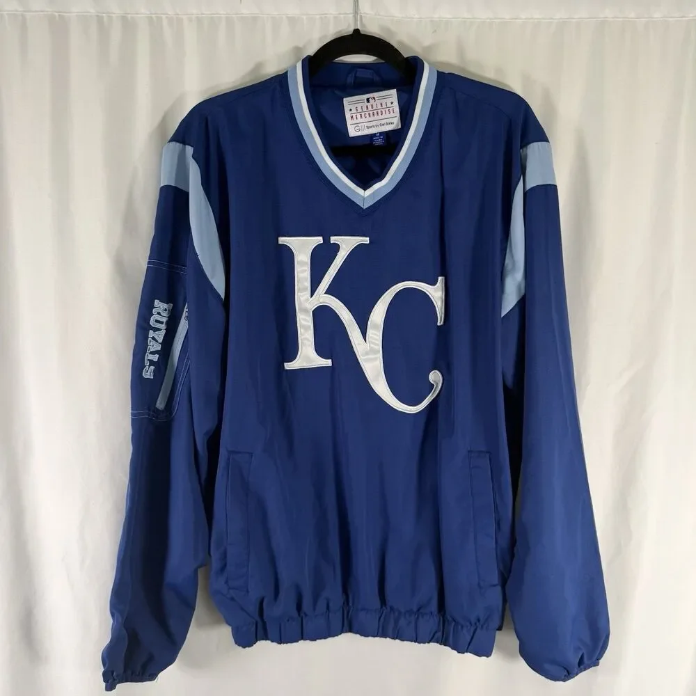 Kansas City Royals Windbreaker Men's Medium Blue Vneck Pullover GIII Carl Banks